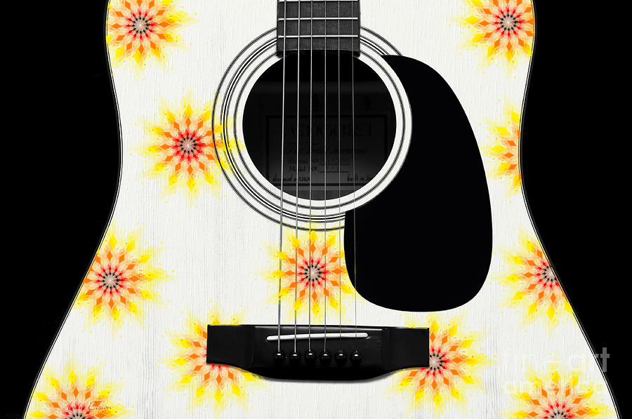 Floral Abstract Guitar 9 Digital Art by Andee Design