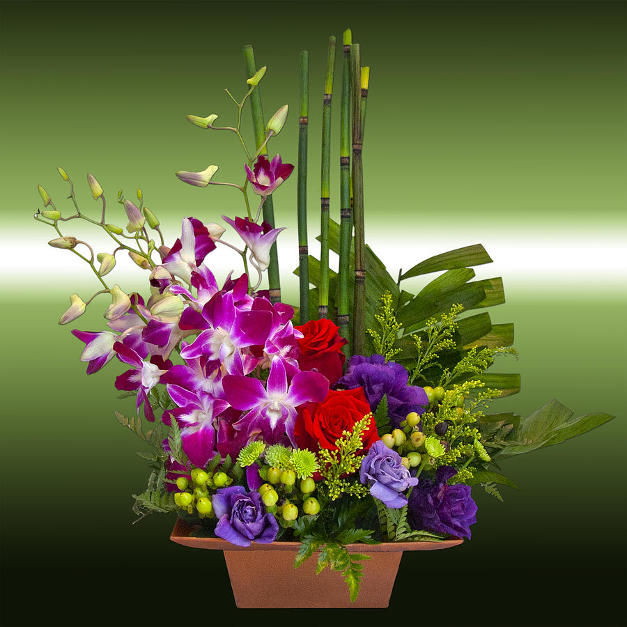 Floral Arrangement - Green Photograph by Chuck Staley
