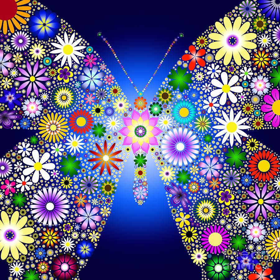 Floral Butterfly Digital Art by Tim Gainey