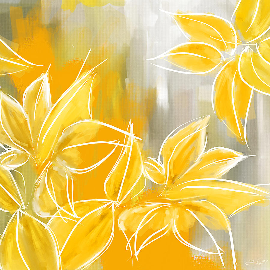 Yellow Painting - Floral Glow by Lourry Legarde