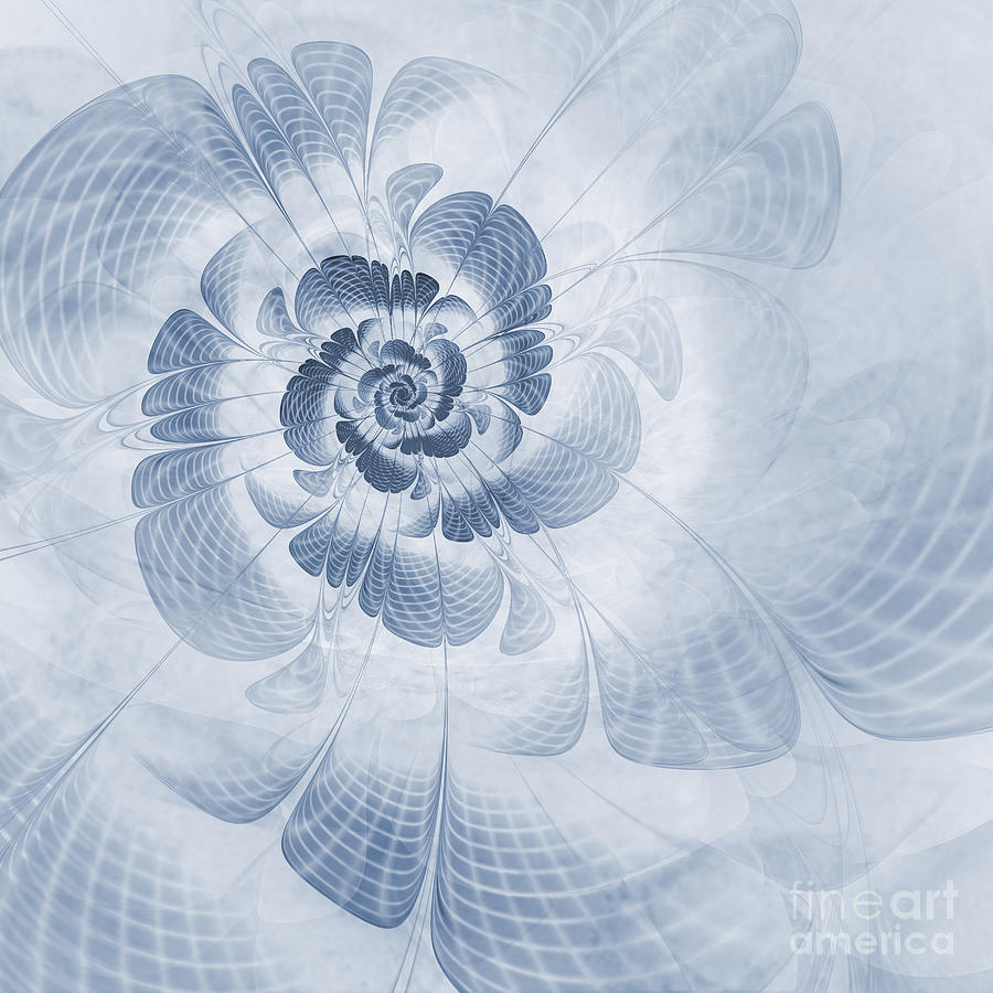 Abstract Digital Art - Floral Impression Cyanotype by John Edwards