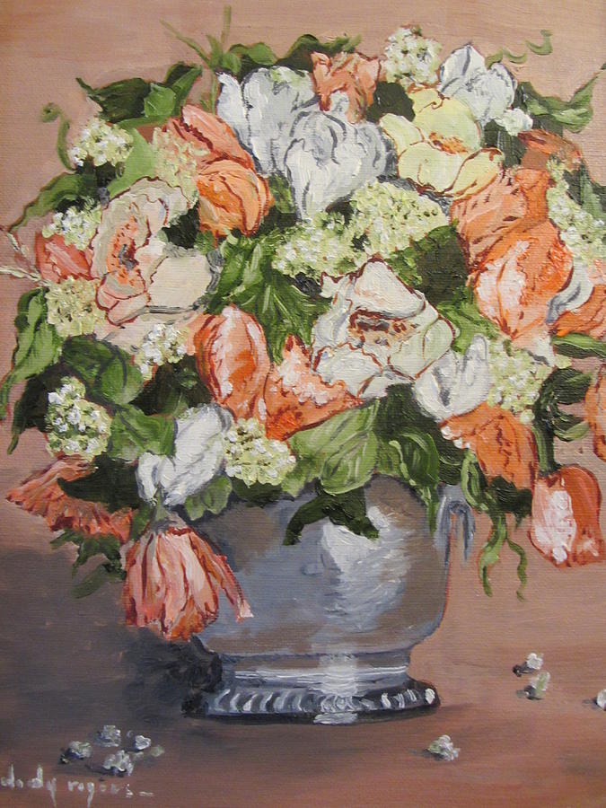 Floral in Silver Painting by Dody Rogers