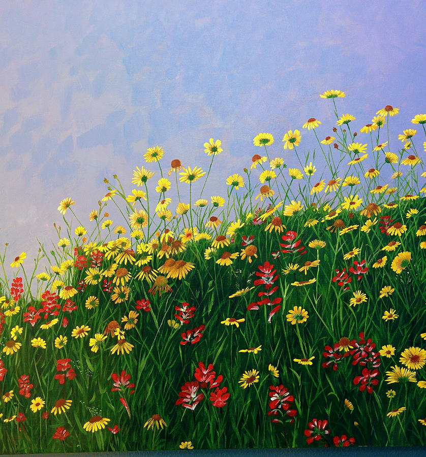 Flower Painting - Floral Meadow by Shylaja Nanjundiah