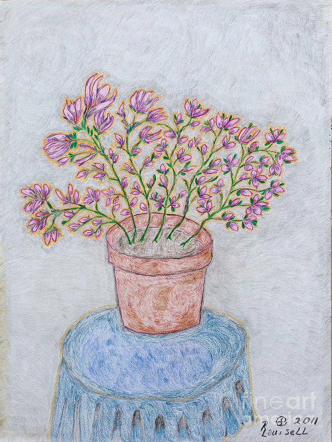 Conte Drawing - Floral Passion by Robyn Louisell Conte Drawing - Floral Passion by Robyn Louisell