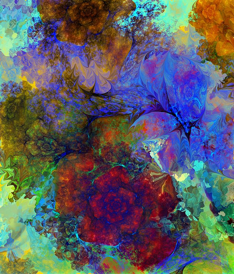 Floral Psychedelic Digital Art by David Lane