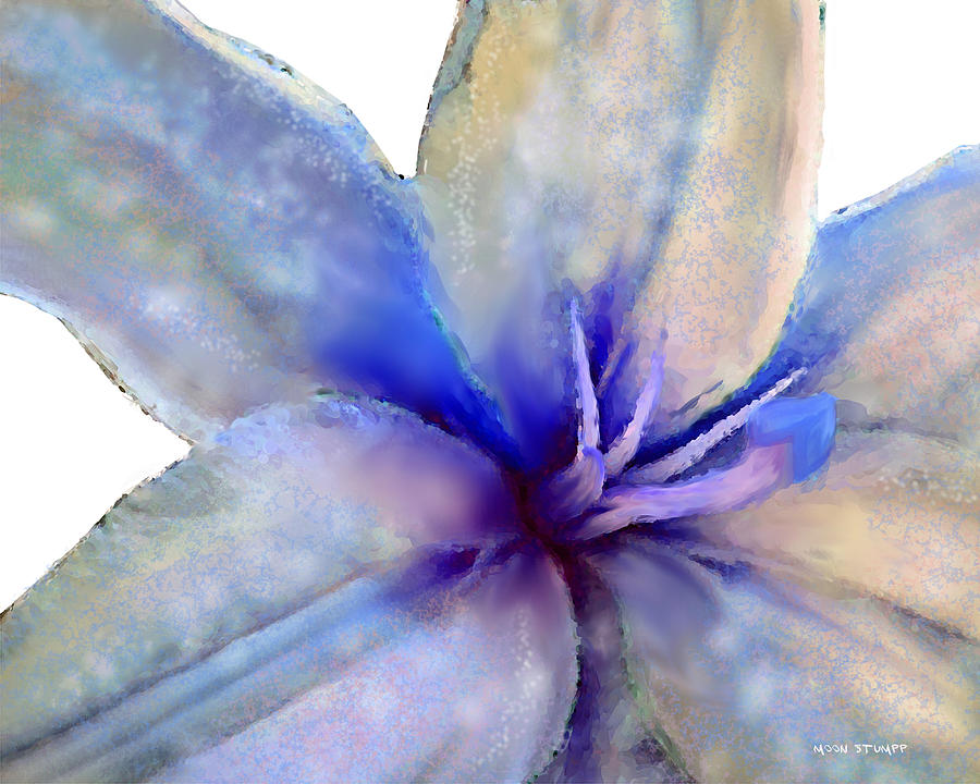 Blue Painting - Floral series - Lily by Moon Stumpp