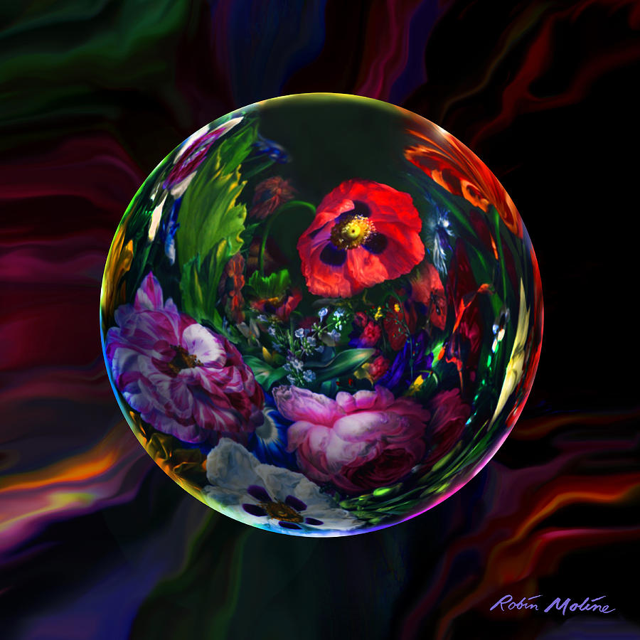 Floral Still Life Orb Digital Art by Robin Moline
