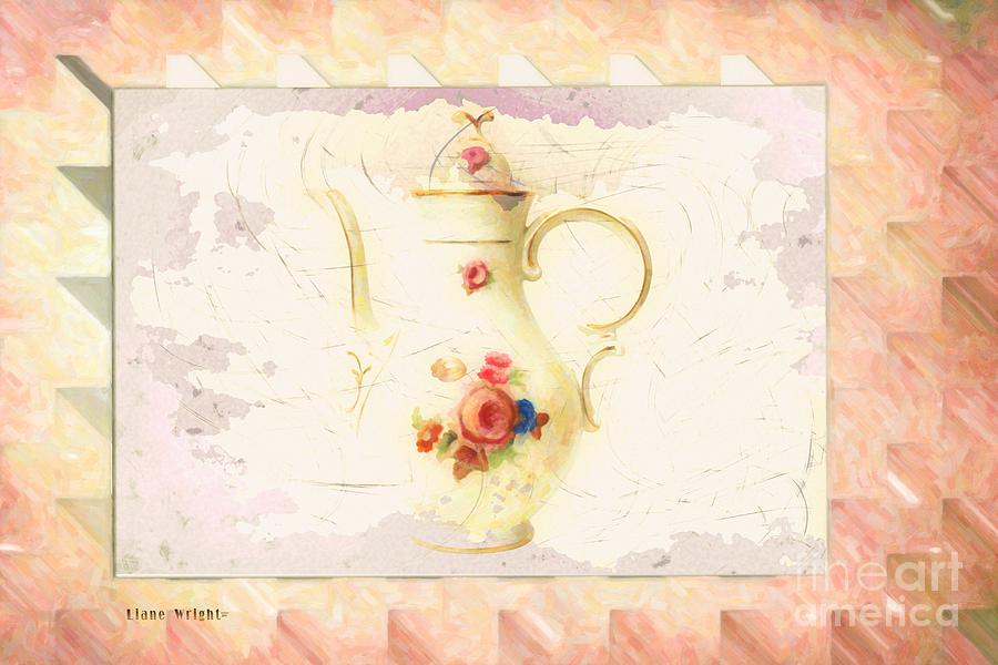 Abstract Digital Art - Floral Teapot by Liane Wright