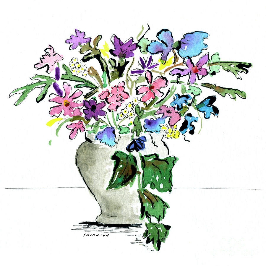 Floral Vase Painting by Diane Thornton