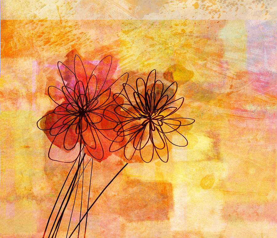 Flower Painting - Floral Whimsy abstract flowers by Ann Powell