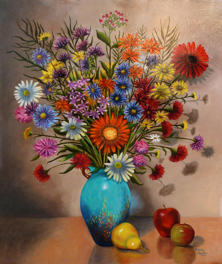Floral With Fruit Painting by Madeline  Lovallo