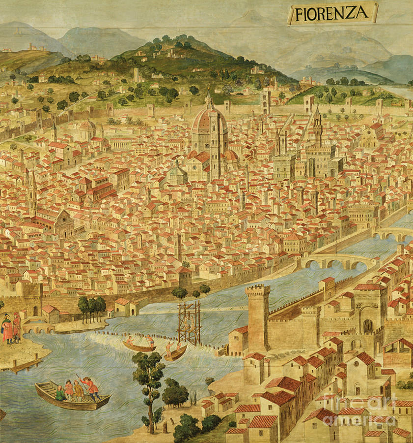 City Painting - Florence  Carta della Catena by Italian School