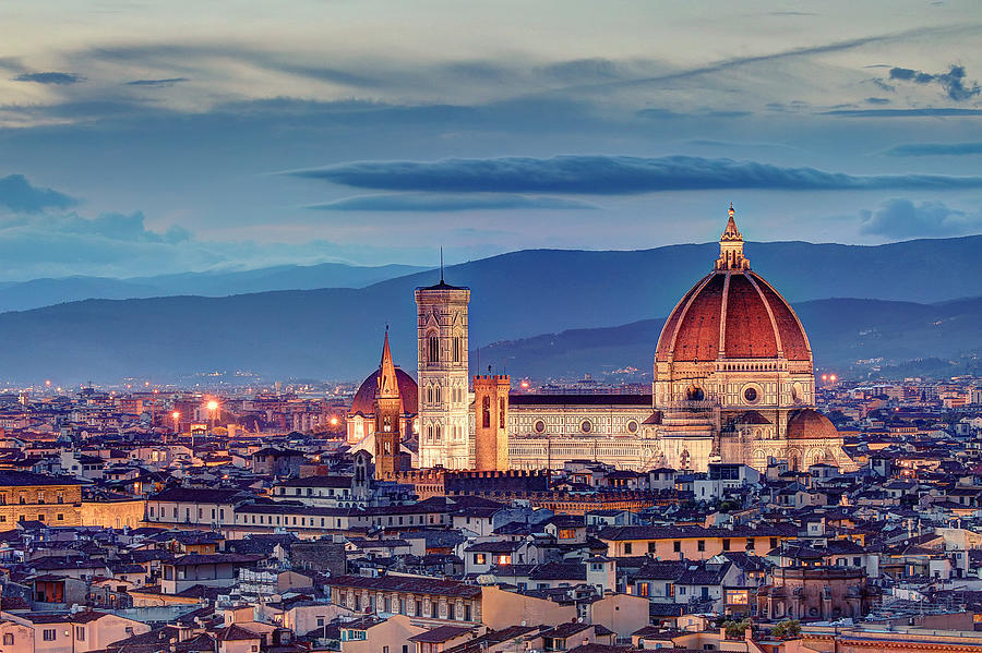 Florence Cathedral after the sunset Photograph by Davide Seddio