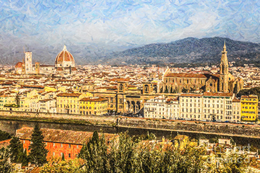 Architecture Digital Art - Florence cityscape by Liz Leyden