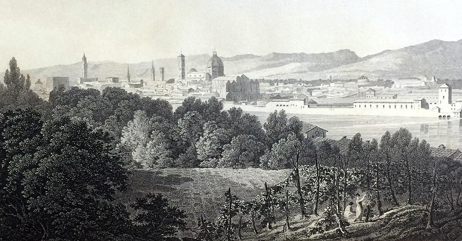 Florence from the Road to Arezzo Drawing by Elizabeth F Batty