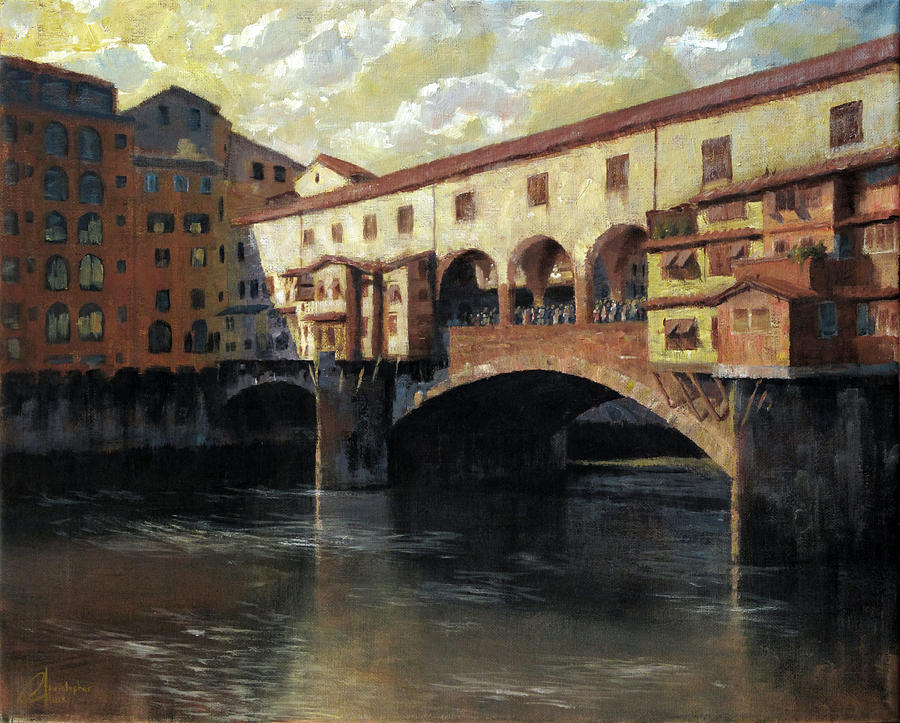 Florence Italy Ponte Vecchio Painting by Christopher Clark - Fine Art ...