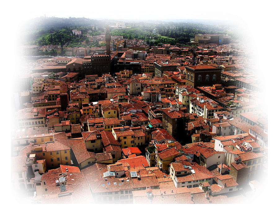 Florence Italy Rooftops Vignette Photograph by Jacqueline M Lewis