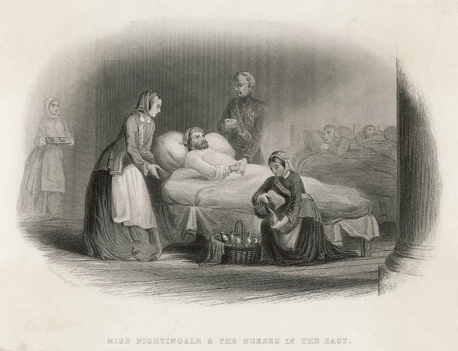 Florence Nightingale With A Patient Drawing by Mary Evans Picture