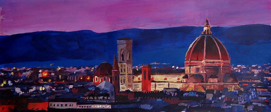 Florence Painting - Florence Skyline Italy with Santa Maria del Fiore by M Bleichner
