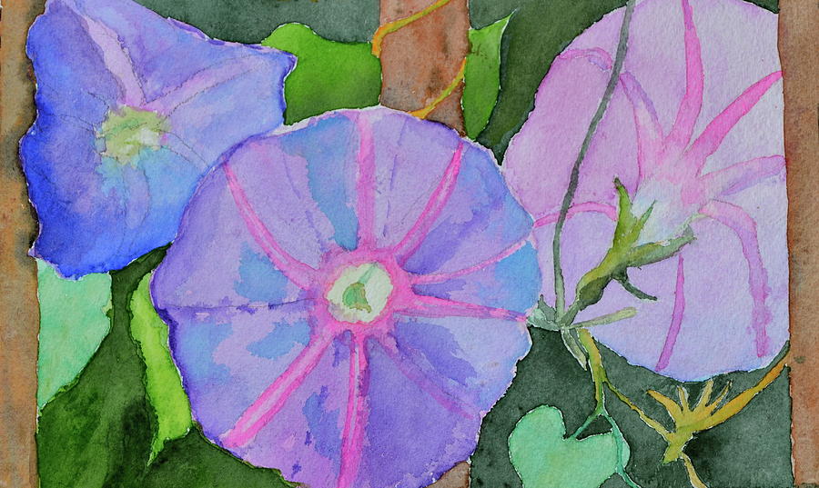 Florences Morning Glories Painting by Beverley Harper Tinsley