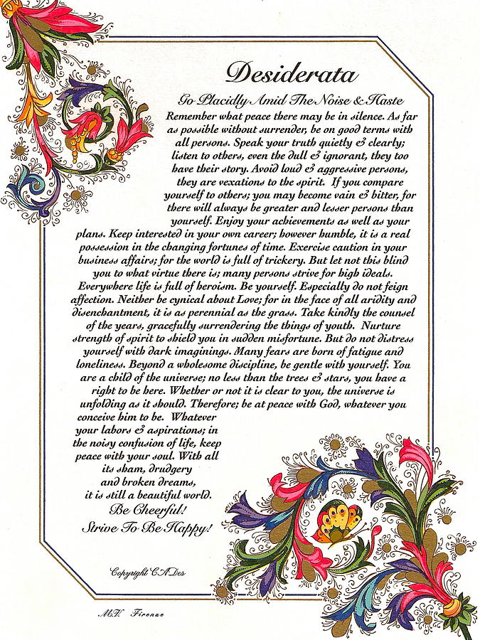 Christmas Drawing - Florentine Desiderata Poster by Desiderata Gallery