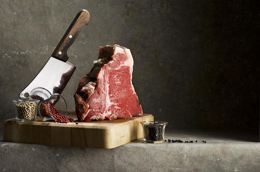 Florentine T-Bone Steak.Color Image Photograph by Cappels