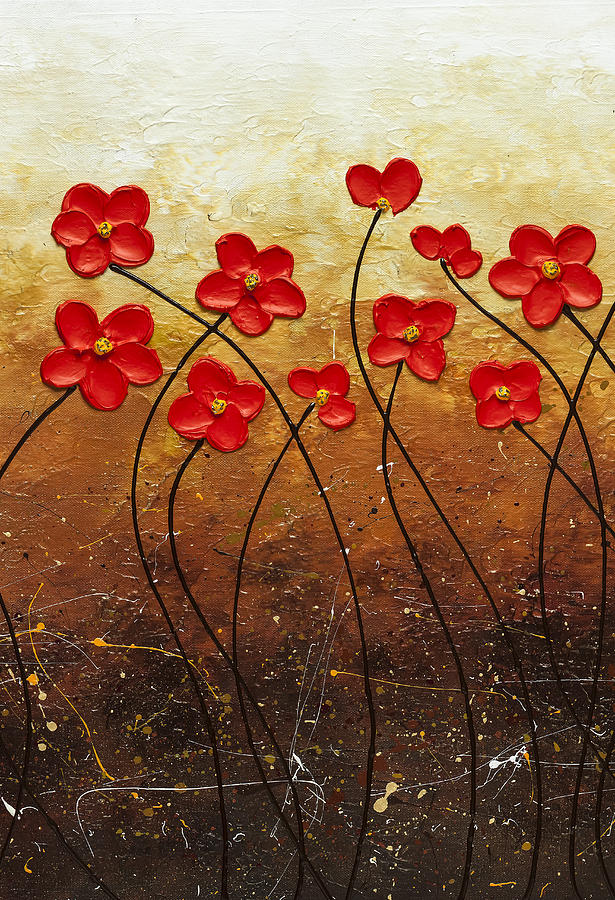 Red Poppies Painting - Flores de Mi Jardin 2 by Carmen Guedez