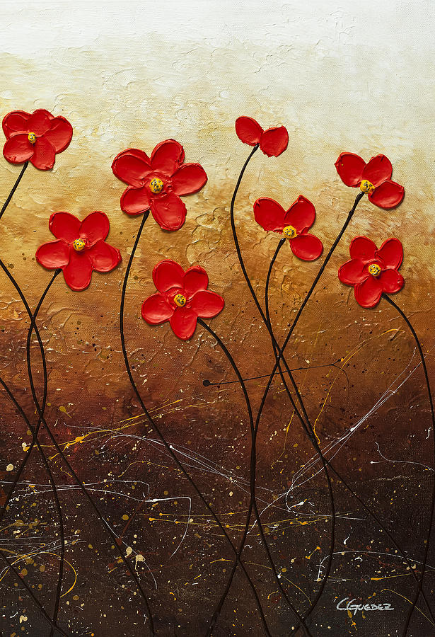 Flores de mi Jardin 3 Painting by Carmen Guedez