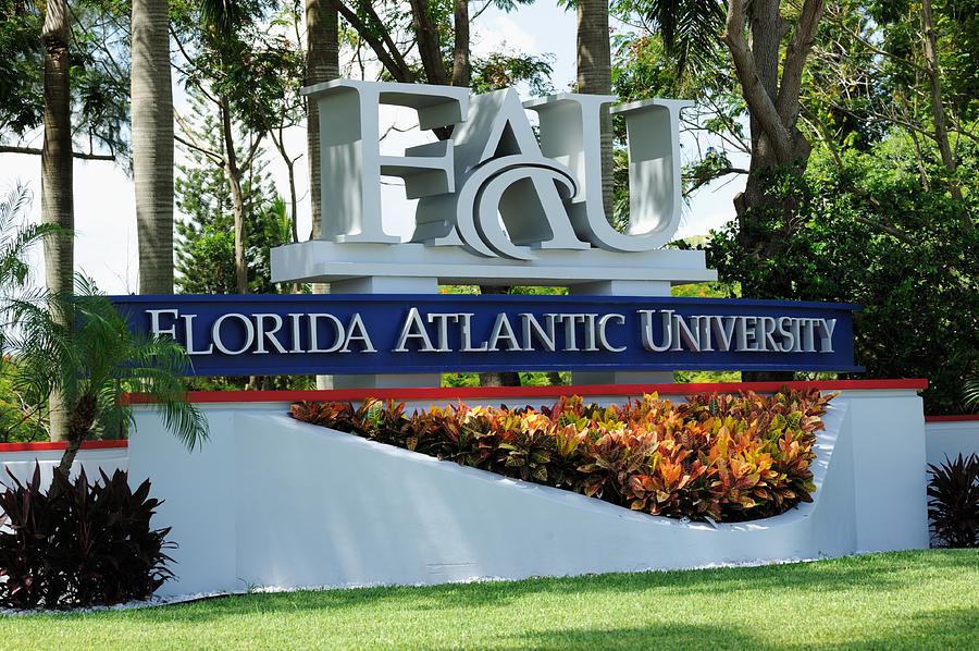 Florida Atlantic University sign among palm trees Photograph by Sshepard