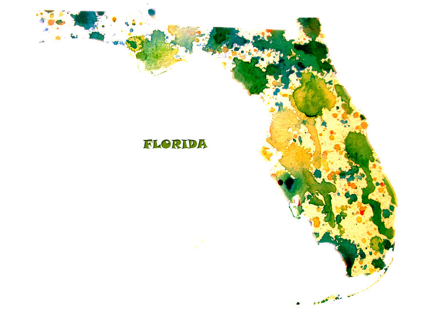 Map Digital Art - Florida by Brian Reaves