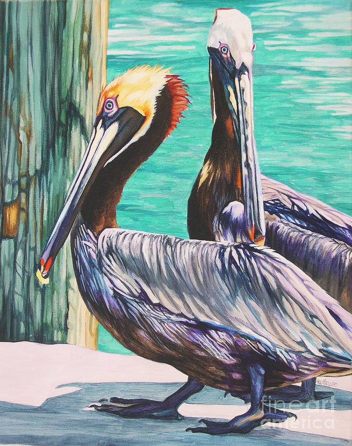 Florida Brown Pelican Painting by Louise Hallauer