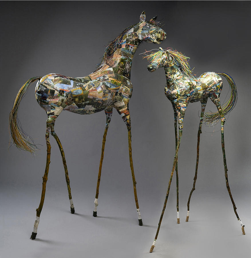 Florida Cracker Horses Wish you were here Sculpture by Mindy Colton