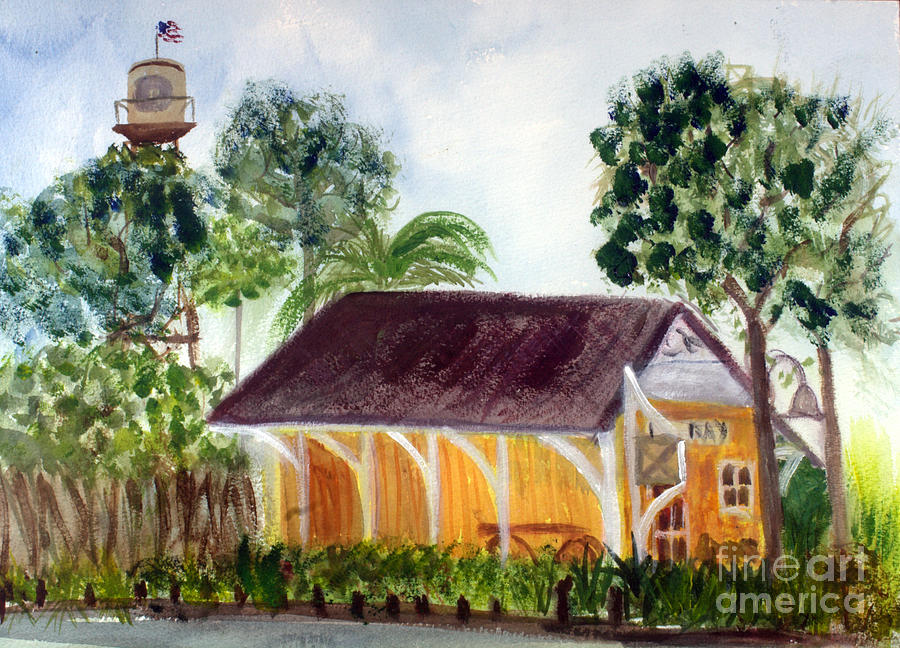 Florida East Coast Railroad Station in Delray Beach Painting by Donna Walsh
