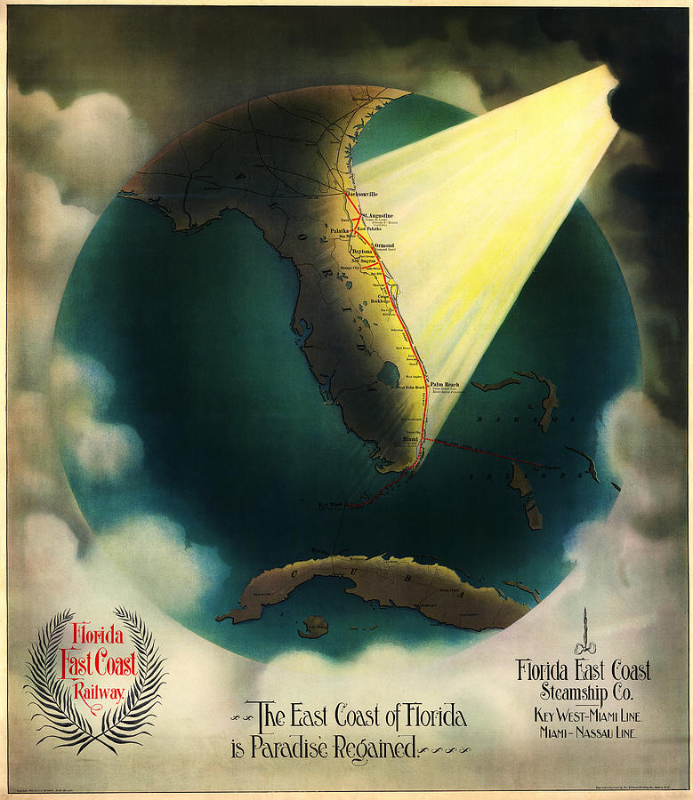 Florida is Paradise Regained map 1898 Painting by MotionAge Designs
