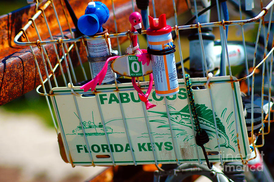 Flamingo Photograph - Florida Keys Bike Basket by Rick Bravo