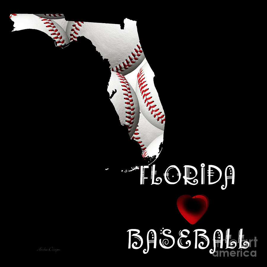 Florida Loves Baseball Digital Art by Andee Design
