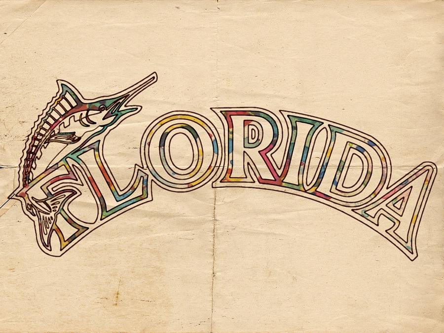 Florida Marlins Logo Art Painting by Florian Rodarte
