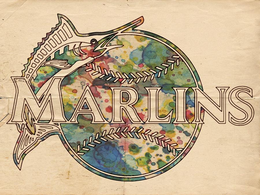 Florida Marlins Logo Vintage Painting by Florian Rodarte