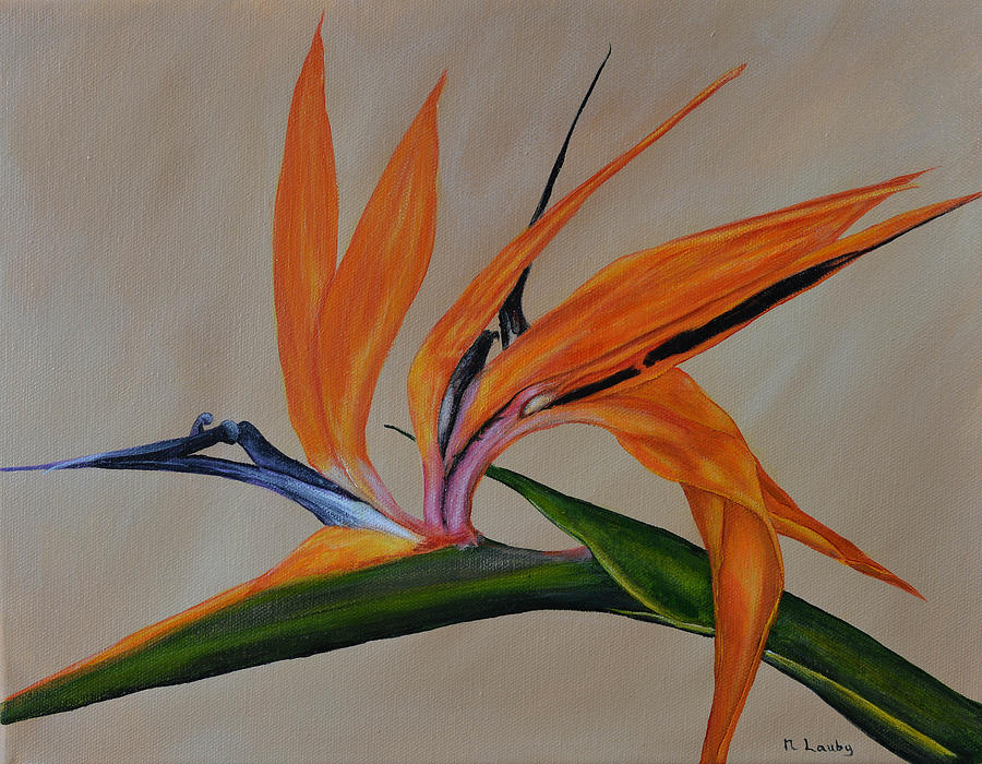 Florida Orange Bird Painting by Nancy Lauby
