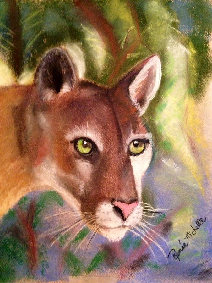 Wildlife Pastel - Florida Panther by Renee Michelle Wenker