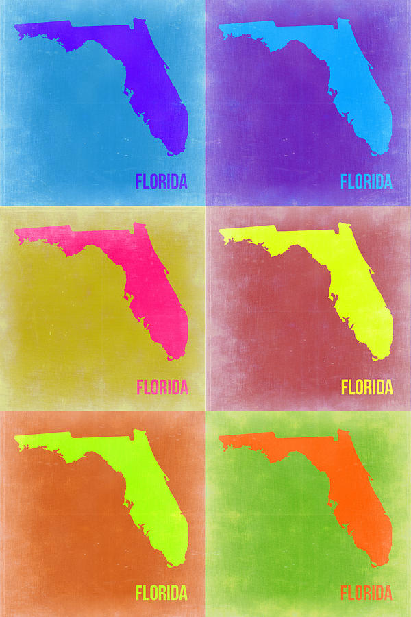 Florida Map Painting - Florida Pop Art Map 2 by Naxart Studio