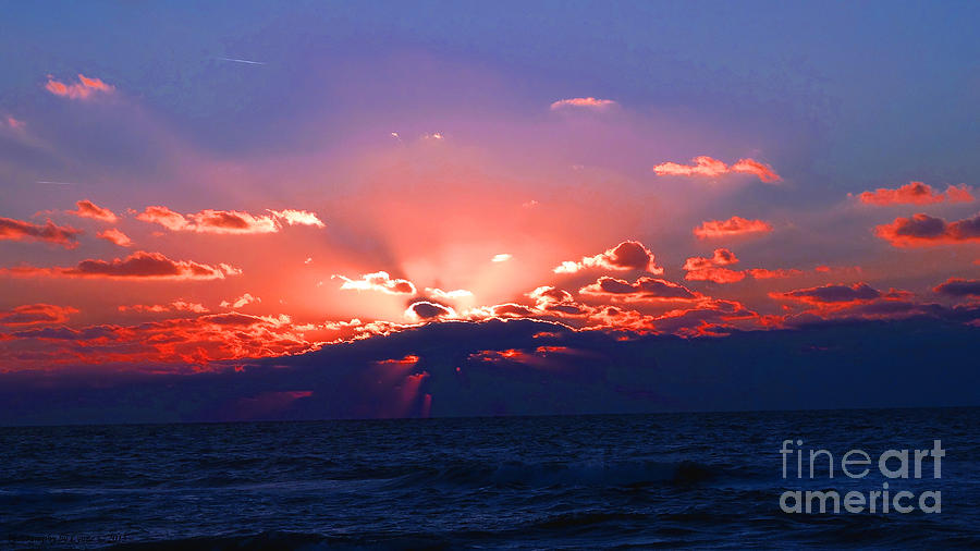 Beach Sunset Photograph - Florida Sunset Beyond the Ocean by Gena Weiser