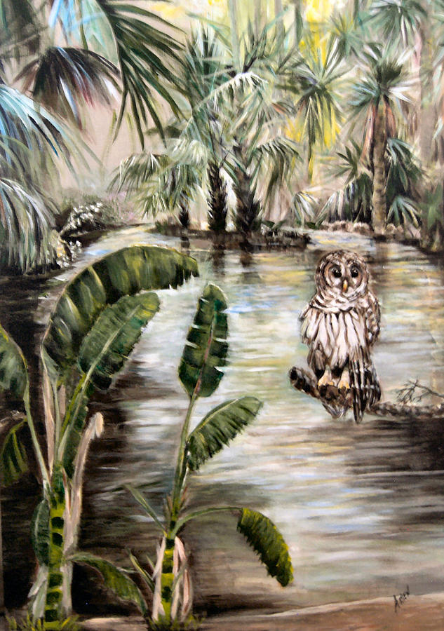 Floridas Barred owl Painting by Arlen Avernian - Thorensen