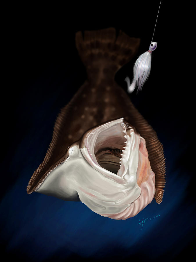 Flounder Strike Painting by Hayden Hammond