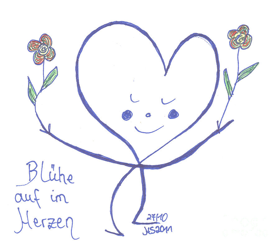 Flower Drawing - Flourish within your heart by Heidi Sieber