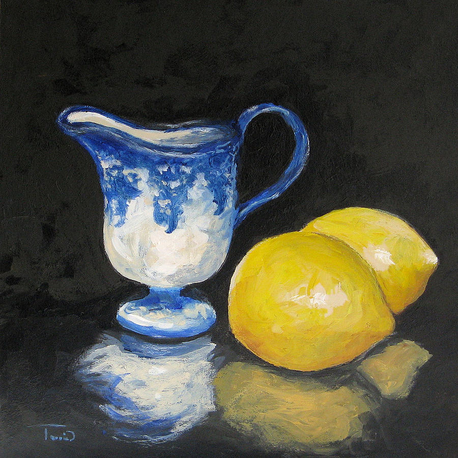 Flow Blue Creamer and Lemons Painting by Torrie Smiley