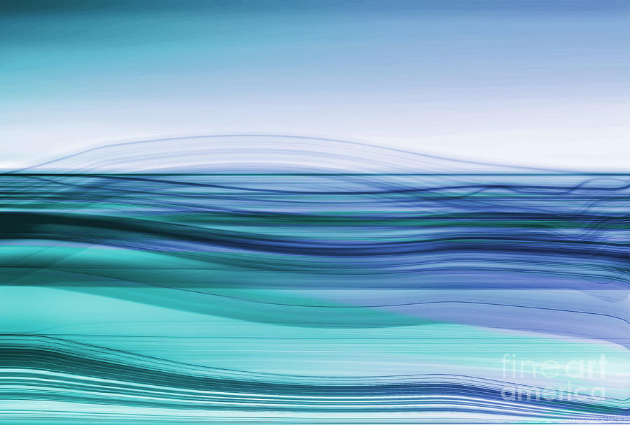 Flow - Cyan Blue Digital Art by Hannes Cmarits