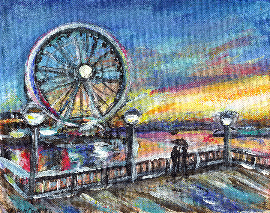 Seattle Wheel Painting - Flow of Life by Angie  Ketelhut