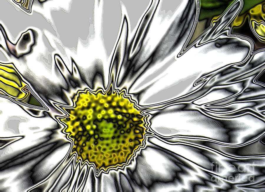 Glowing  white and grey flower Digital Art by Oksana Semenchenko