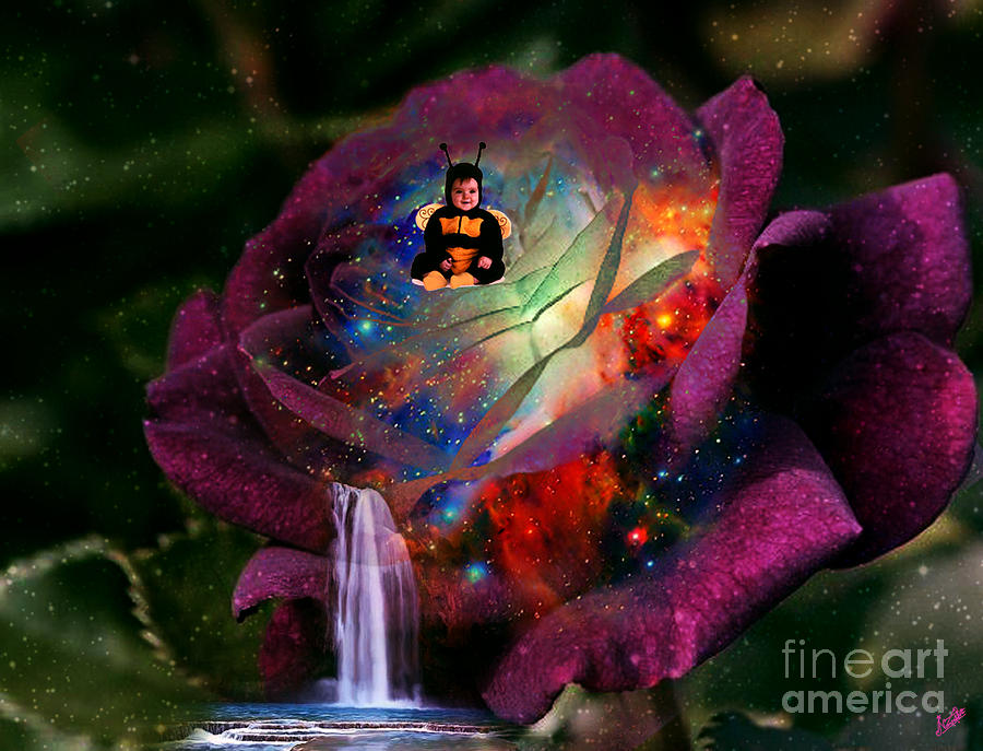 Surrealism Digital Art - Flower and baby in the dream by Pixel Artist